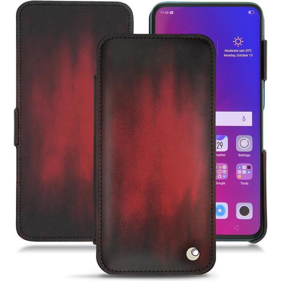 Thumbnail - Noreve Lederschutzhülle horizontal (Oppo Find X), Smartphone Hülle, Rot