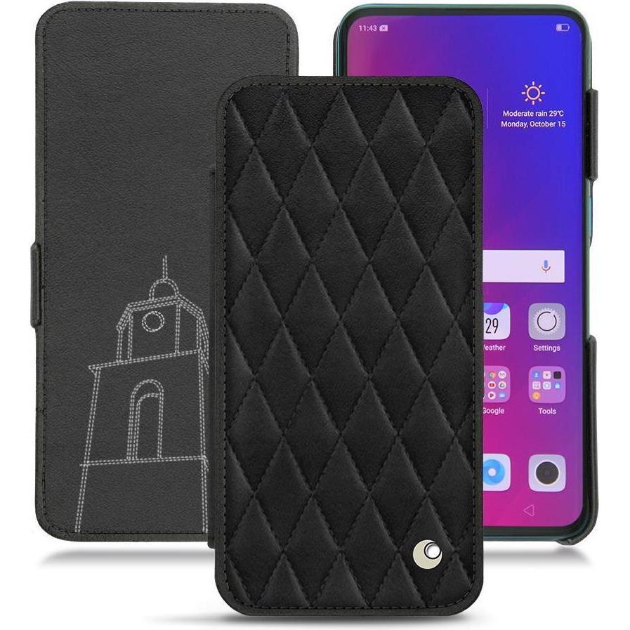 Noreve Lederschutzhülle horizontal (Oppo Find X), Smartphone Hülle, Schwarz