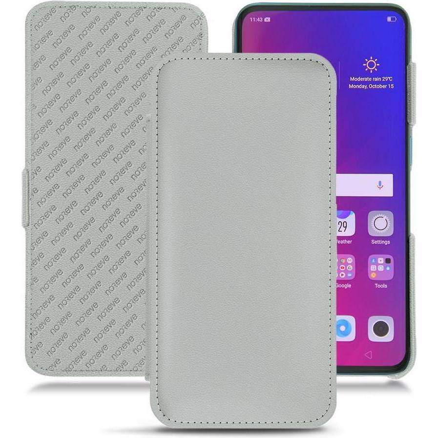 Noreve Lederschutzhülle horizontal (Oppo Find X), Smartphone Hülle, Grau