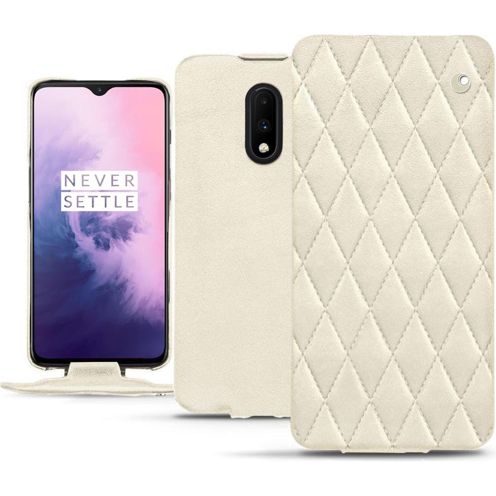 Noreve Lederschutzhülle vertikal (OnePlus 7), Smartphone Hülle, Weiss