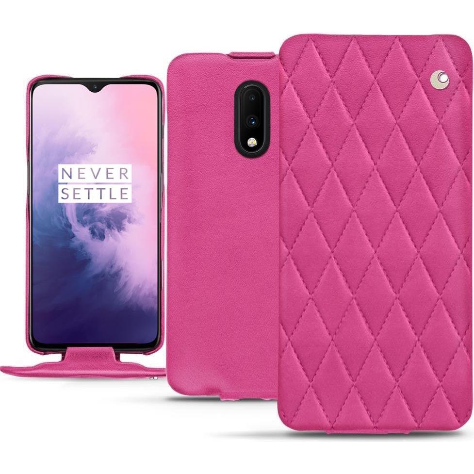 Noreve Lederschutzhülle vertikal (OnePlus 7), Smartphone Hülle, Rosa