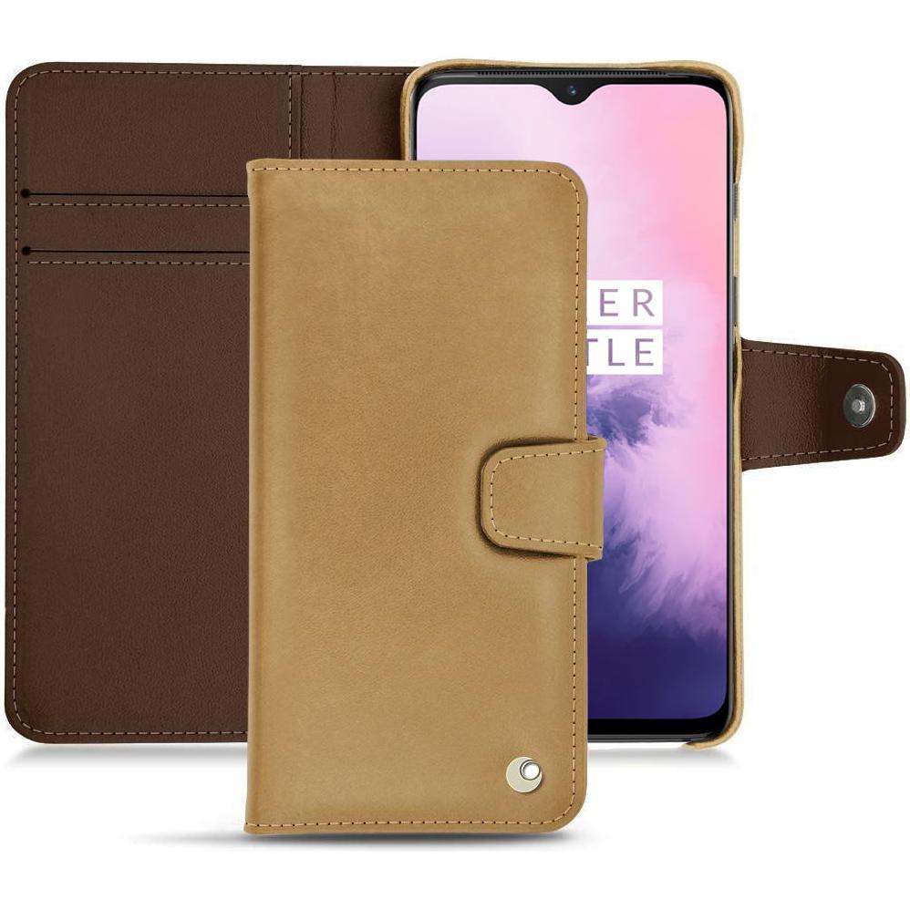 Noreve Lederschutzhülle Wallet (OnePlus 7), Smartphone Hülle, Braun
