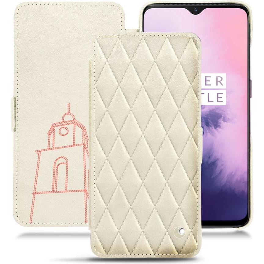 Noreve Lederschutzhülle horizontal (OnePlus 7), Smartphone Hülle, Weiss