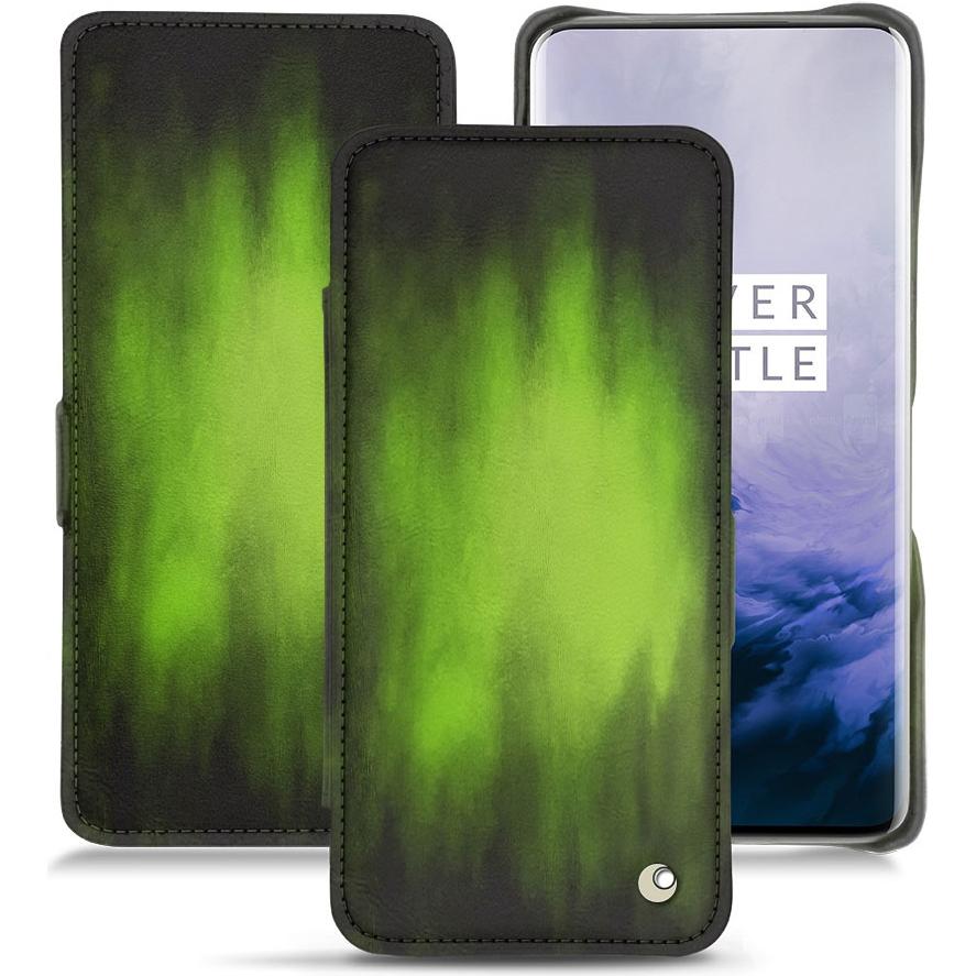 Noreve Lederschutzhülle horizontal (OnePlus 7 Pro), Smartphone Hülle, Grün