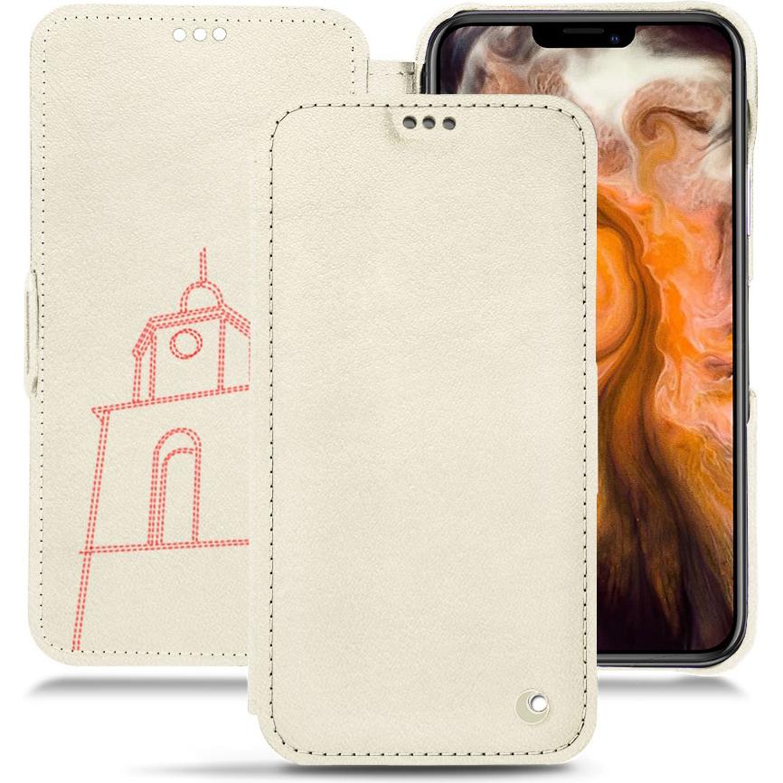 Noreve Lederschutzhülle horizontal (Apple iPhone 11 Pro Max), Smartphone Hülle, Weiss