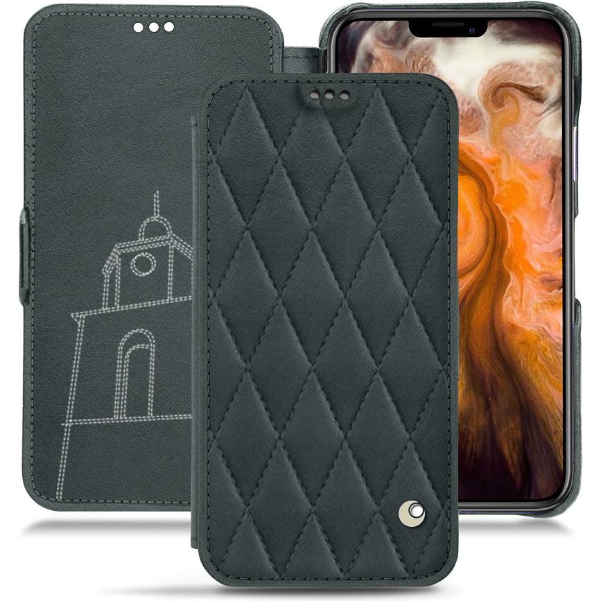 Noreve Lederschutzhülle horizontal (Apple iPhone 11 Pro Max), Smartphone Hülle, Blau