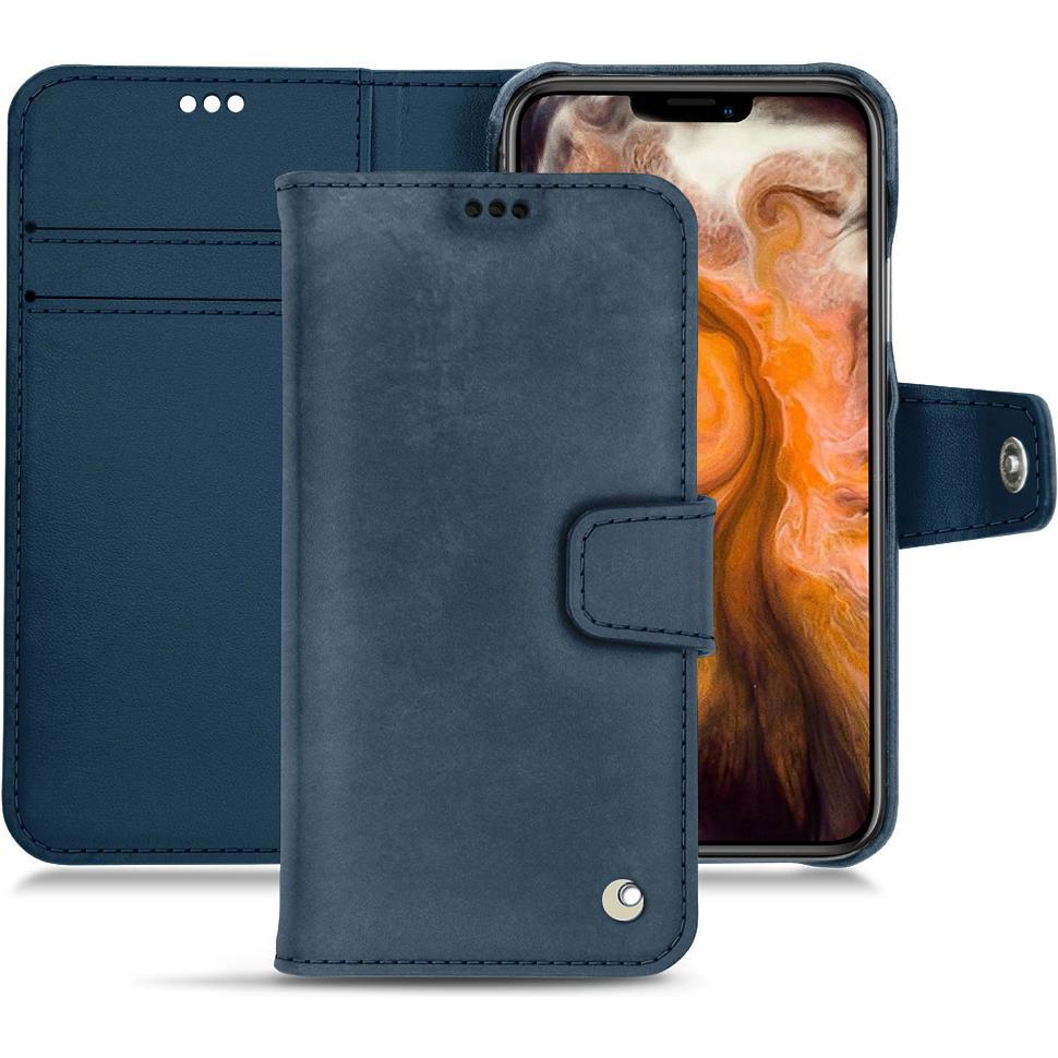Noreve Lederschutzhülle Wallet (Apple iPhone 11 Pro Max), Smartphone Hülle, Blau