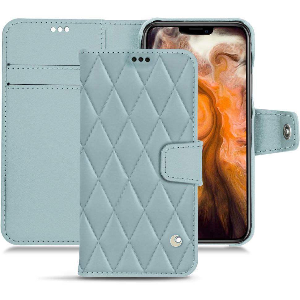 Noreve Lederschutzhülle Wallet (Apple iPhone 11 Pro Max), Smartphone Hülle, Blau