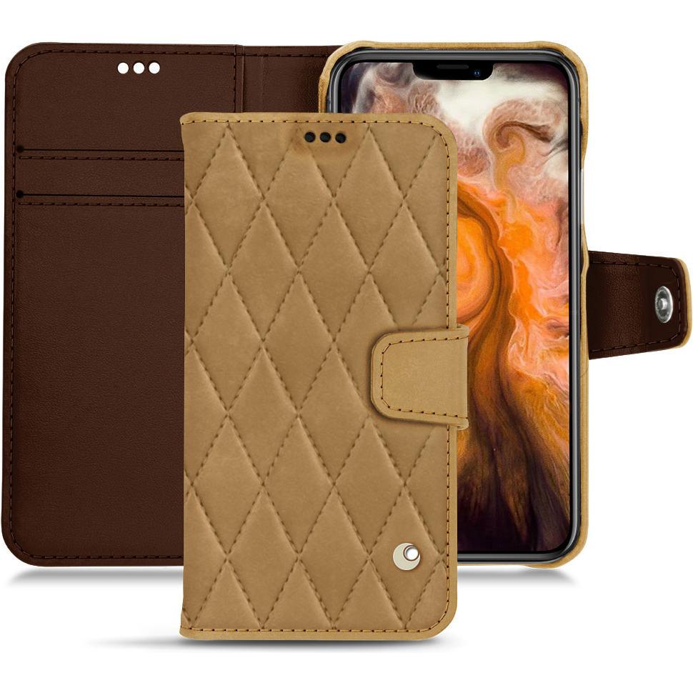 Noreve Lederschutzhülle Wallet (Apple iPhone 11 Pro Max), Smartphone Hülle, Braun