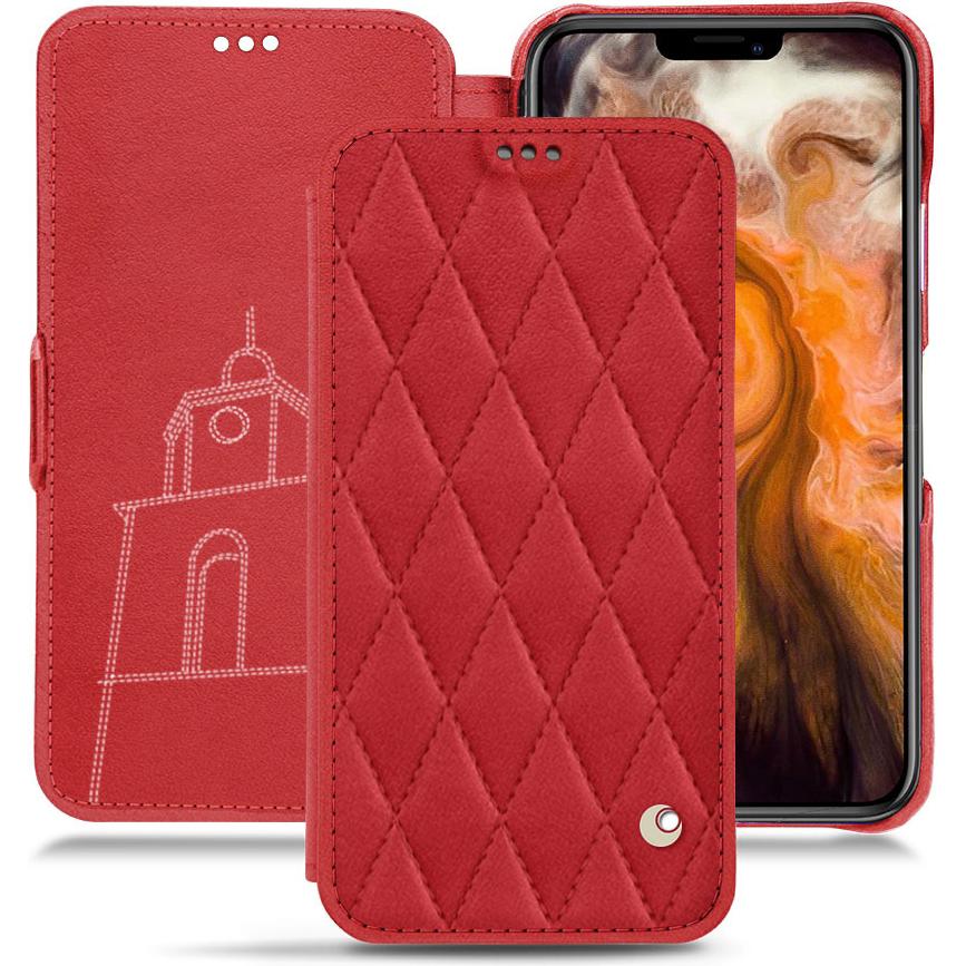 Noreve Lederschutzhülle horizontal (Apple iPhone 11 Pro Max), Smartphone Hülle, Rot