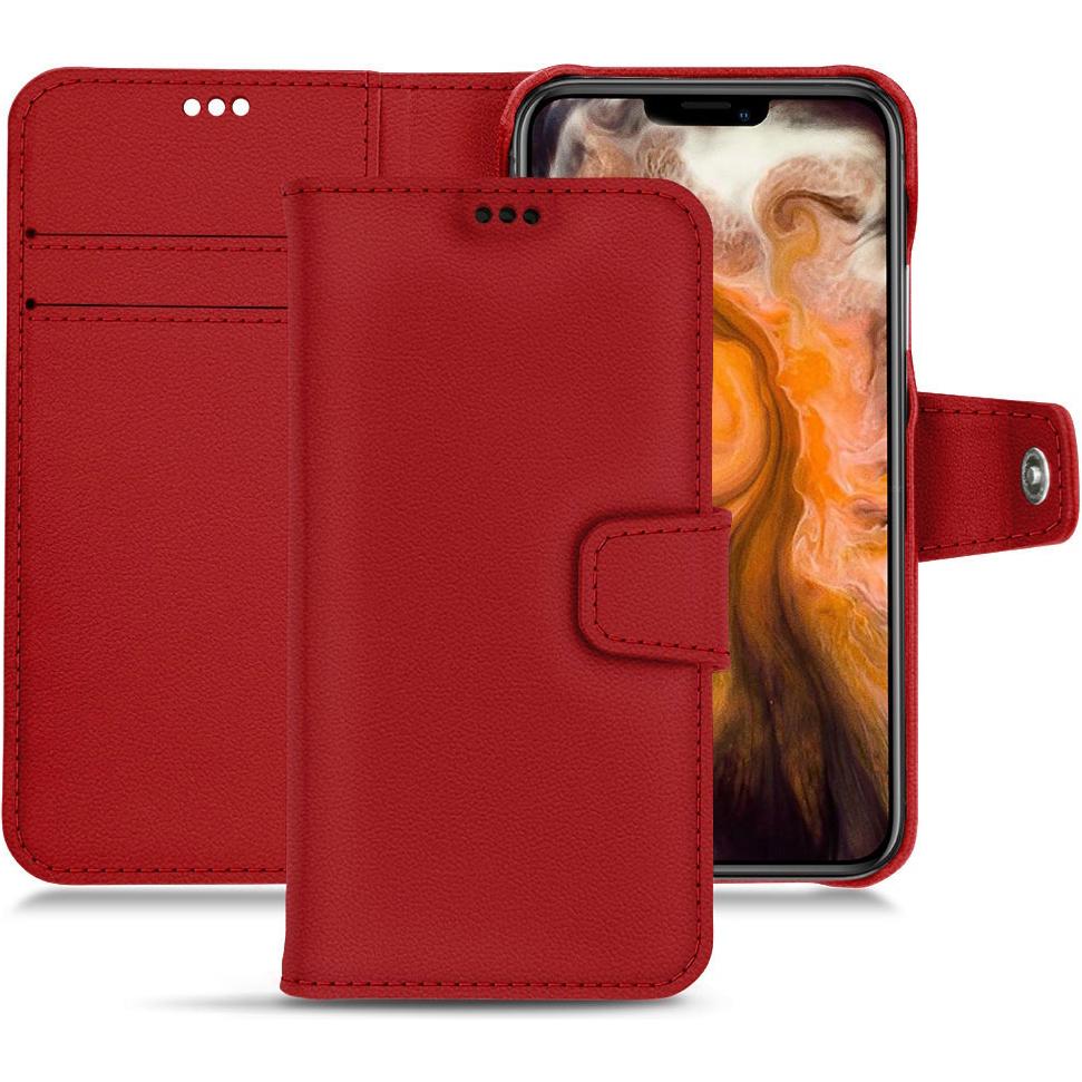 Noreve Lederschutzhülle Wallet (Apple iPhone 11 Pro Max), Smartphone Hülle, Rot