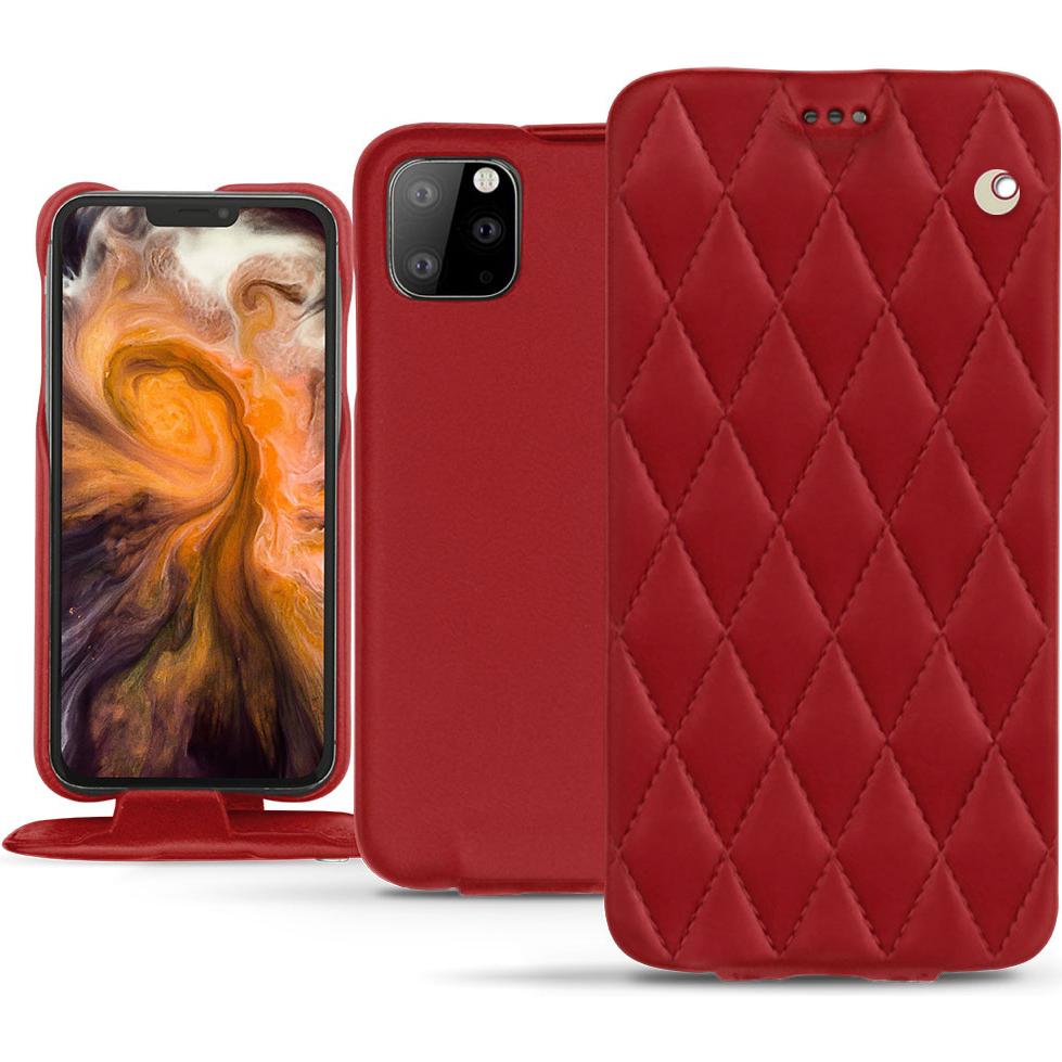 Noreve Lederschutzhülle vertikal (Apple iPhone 11 Pro Max), Smartphone Hülle, Rot