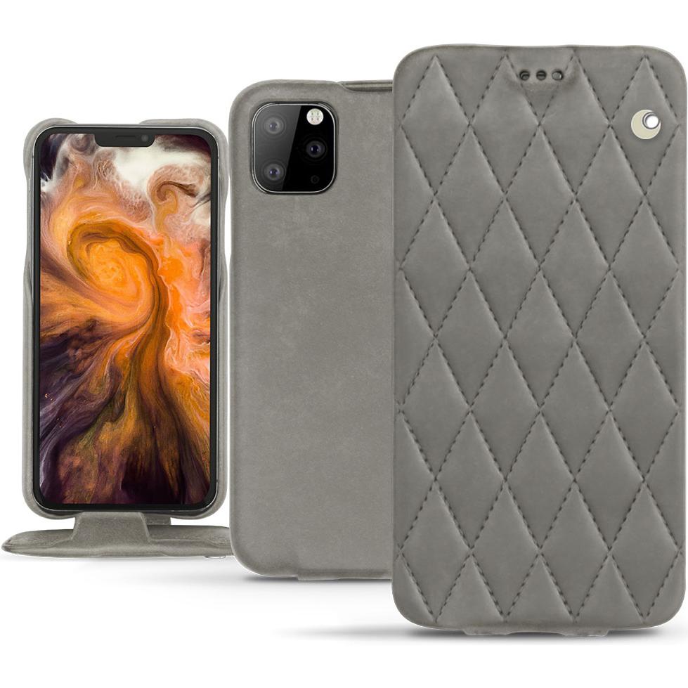 Noreve Lederschutzhülle vertikal (Apple iPhone 11 Pro Max), Smartphone Hülle, Grau