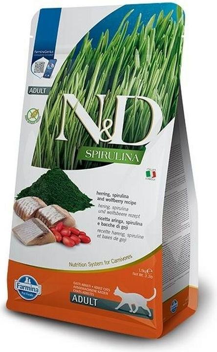 Actual product image Farmina N&D Spirulina Herring - Dry cat food - 1.5 kg (Adult, 8 pcs., 1500 g)