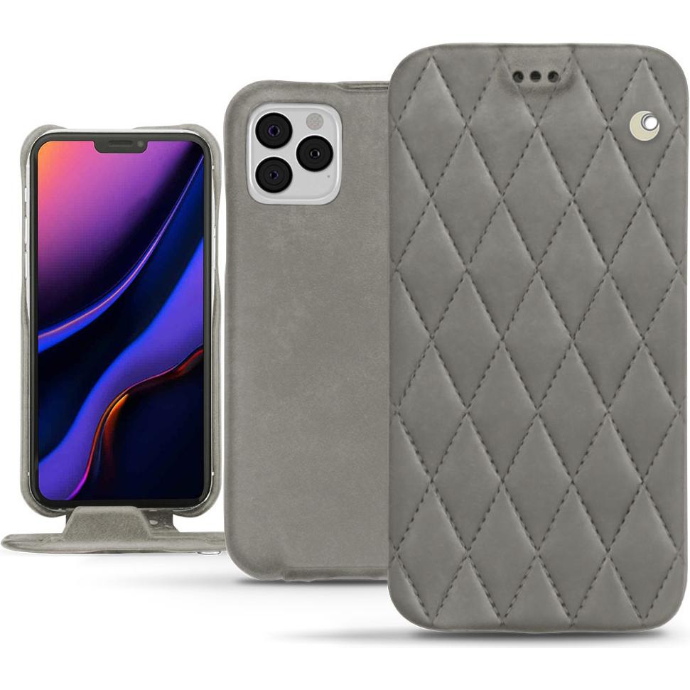 Noreve Lederschutzhülle vertikal (Apple iPhone 11 Pro), Smartphone Hülle, Grau