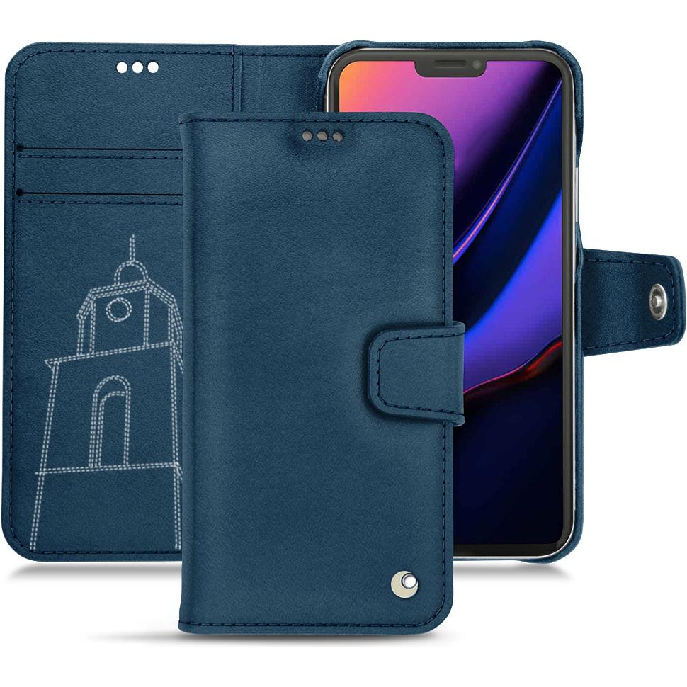 Noreve Lederschutzhülle Wallet (Apple iPhone 11 Pro), Smartphone Hülle, Blau