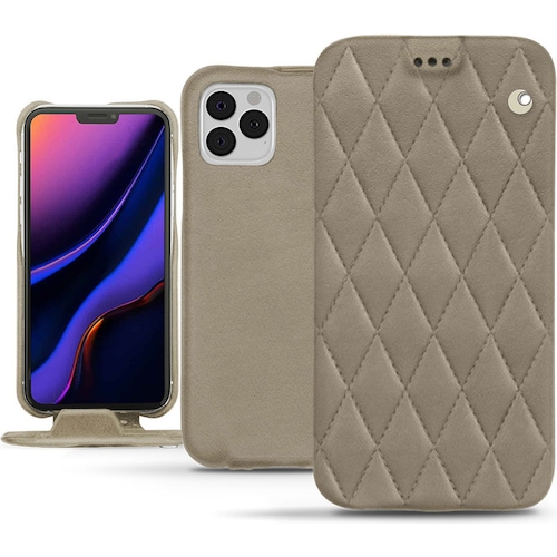 Noreve Lederschutzhülle vertikal (Apple iPhone 11 Pro), Smartphone Hülle, Beige