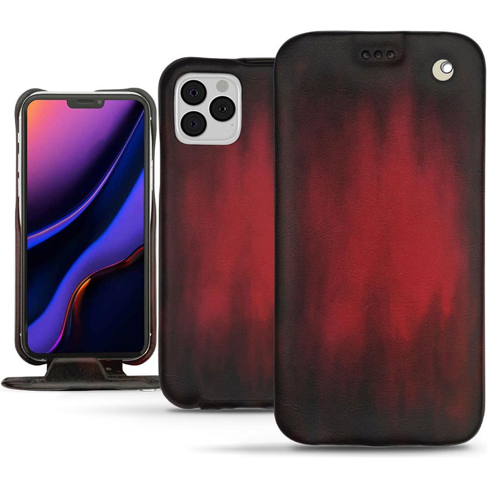 Noreve Lederschutzhülle vertikal (Apple iPhone 11 Pro), Smartphone Hülle, Rot