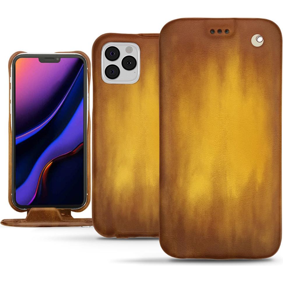 Noreve Lederschutzhülle vertikal (Apple iPhone 11 Pro), Smartphone Hülle, Gold