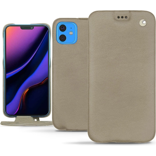 Noreve Lederschutzhülle vertikal (Apple iPhone 11), Smartphone Hülle, Beige