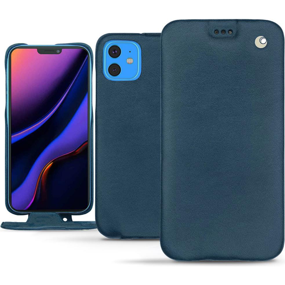 Noreve Lederschutzhülle vertikal (Apple iPhone 11), Smartphone Hülle, Blau