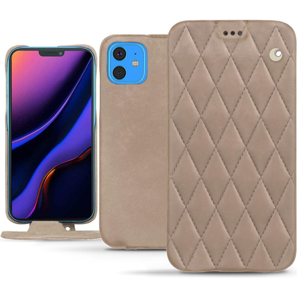 Noreve Lederschutzhülle vertikal (Apple iPhone 11), Smartphone Hülle, Beige