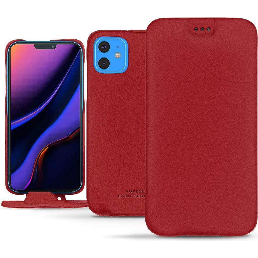 Noreve Lederschutzhülle vertikal (Apple iPhone 11), Smartphone Hülle, Rot
