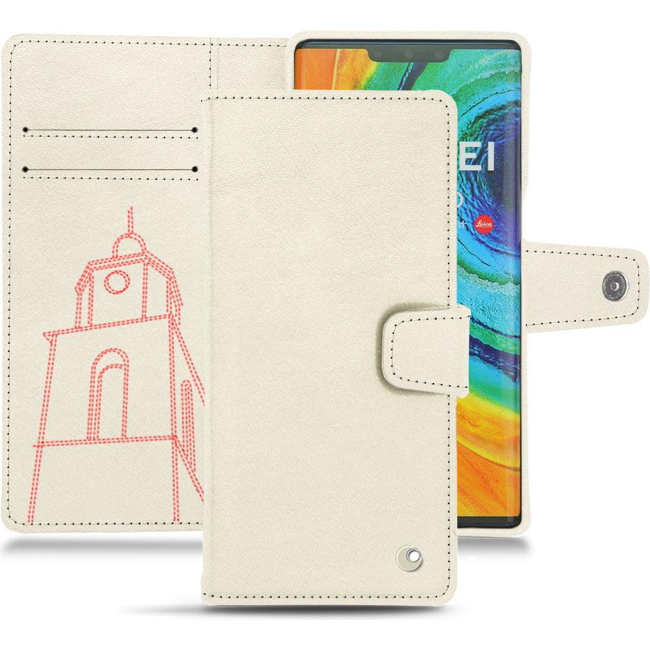 Noreve Lederschutzhülle Wallet (Huawei Mate 30 Pro), Smartphone Hülle, Weiss