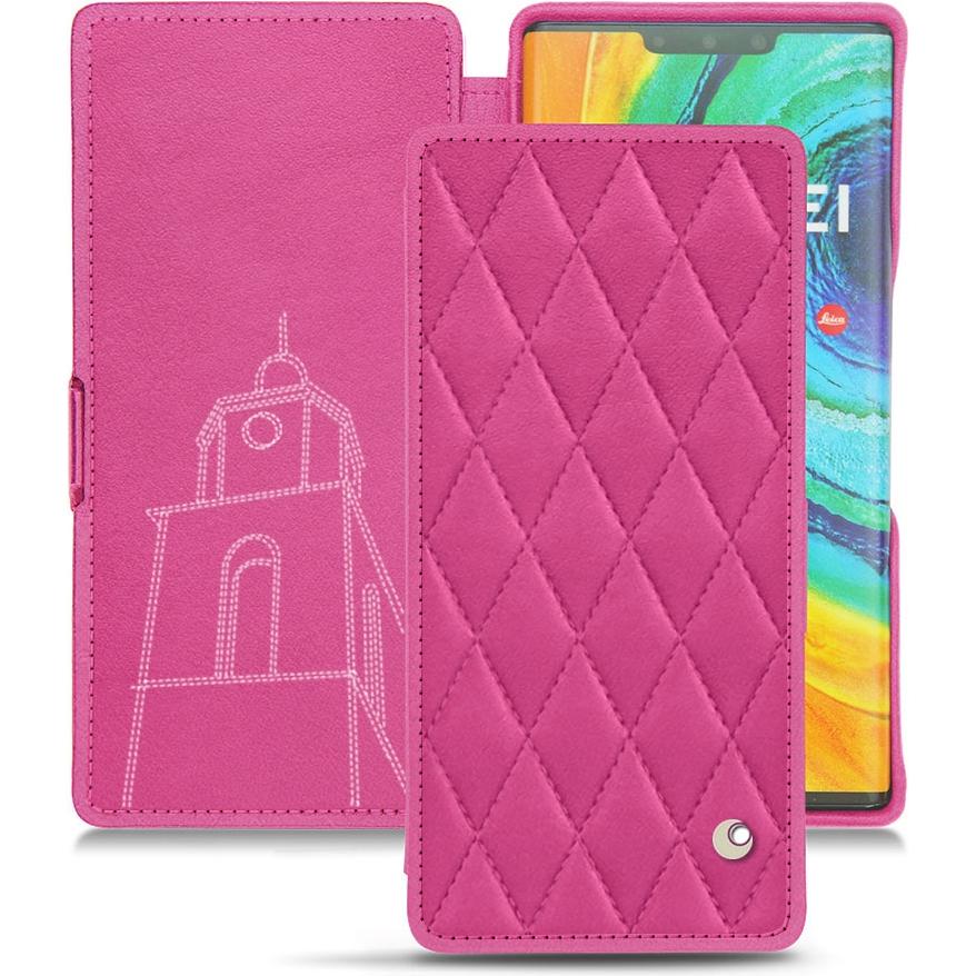 Noreve Lederschutzhülle horizontal (Huawei Mate 30 Pro), Smartphone Hülle, Rosa
