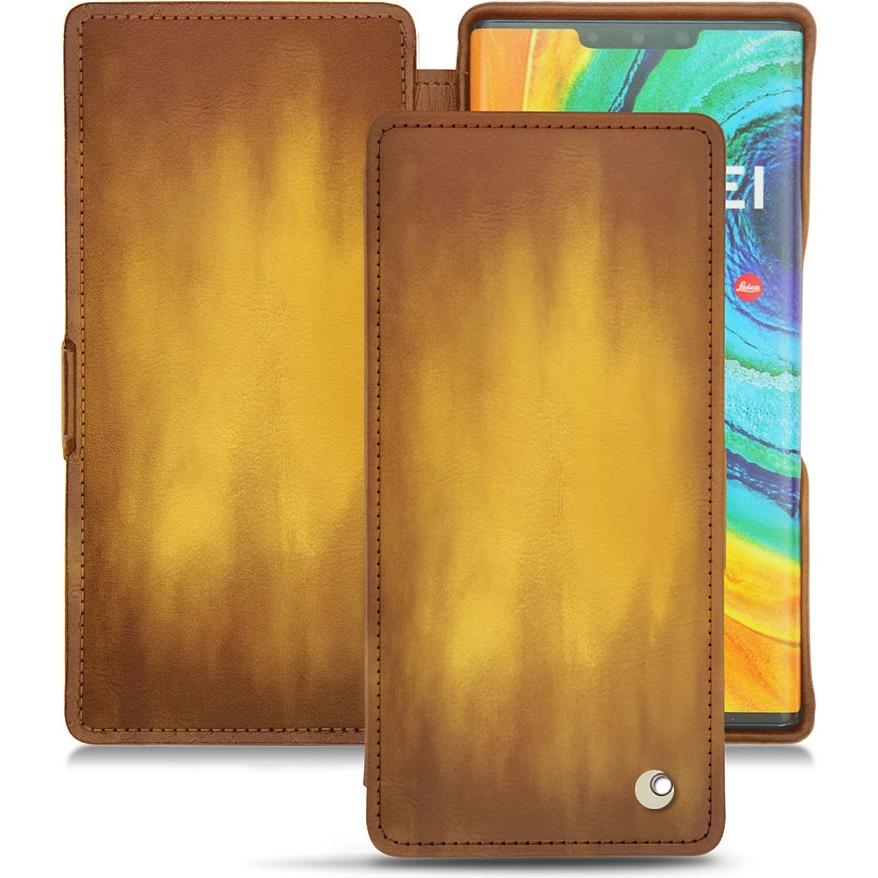 Noreve Lederschutzhülle horizontal (Huawei Mate 30 Pro), Smartphone Hülle, Gold