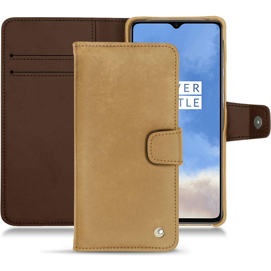 Noreve Lederschutzhülle Wallet (OnePlus 7T), Smartphone Hülle, Braun