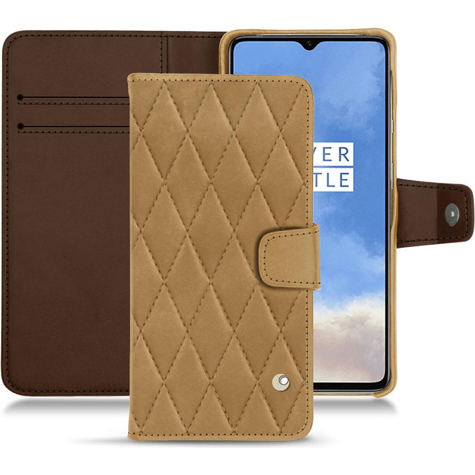 Noreve Lederschutzhülle Wallet (OnePlus 7T), Smartphone Hülle, Braun