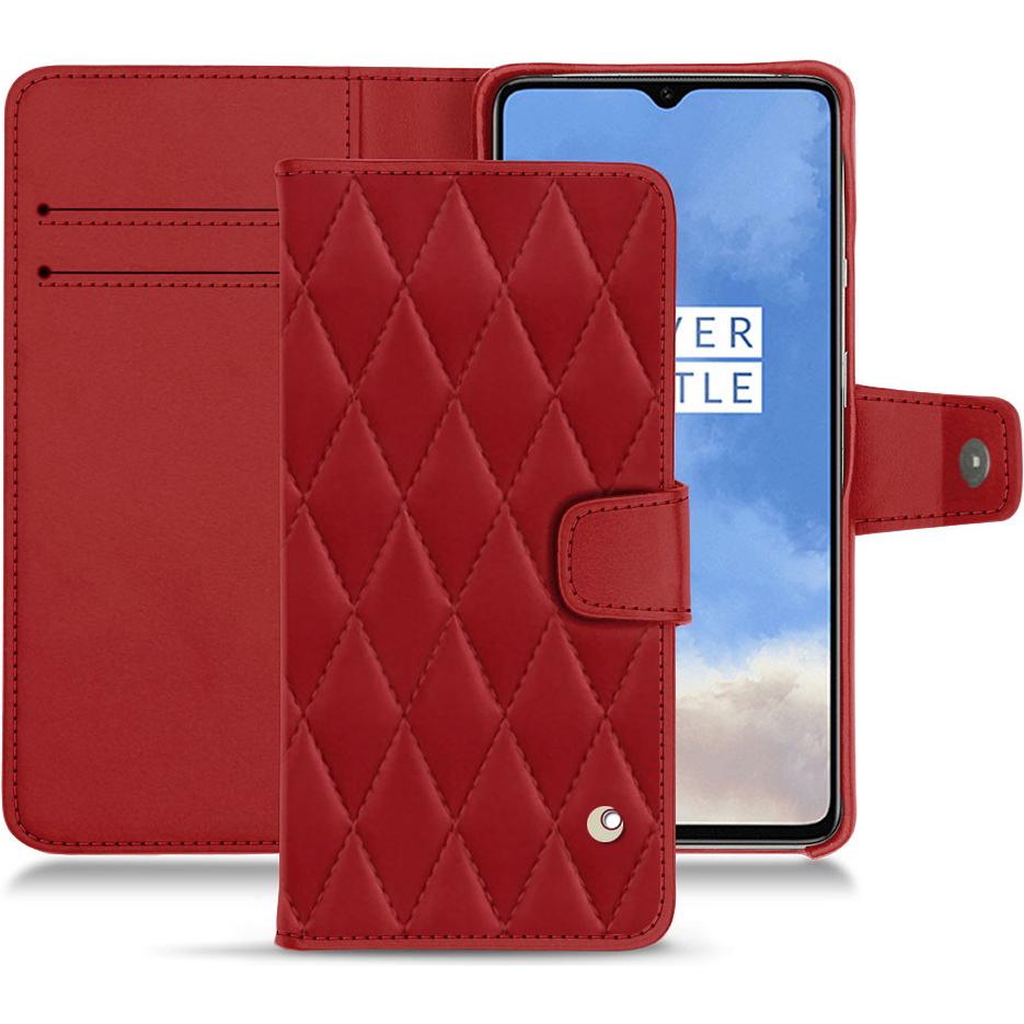 Noreve Lederschutzhülle Wallet (OnePlus 7T), Smartphone Hülle, Rot