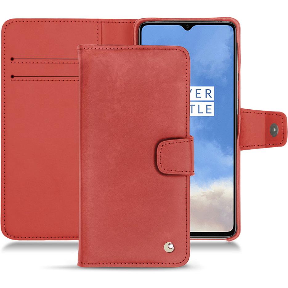 Noreve Lederschutzhülle Wallet (OnePlus 7T), Smartphone Hülle, Rot
