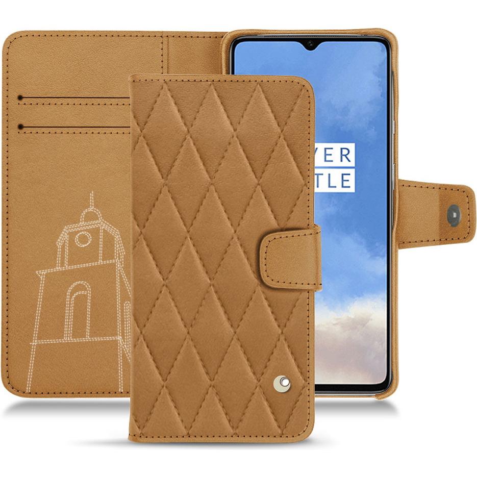Noreve Lederschutzhülle Wallet (OnePlus 7T), Smartphone Hülle, Braun