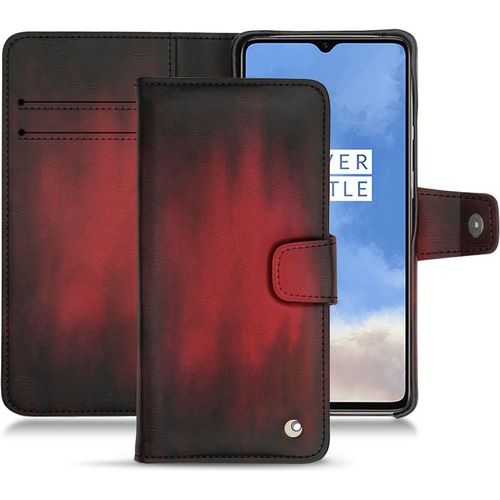 Noreve Lederschutzhülle Wallet (OnePlus 7T), Smartphone Hülle, Rot