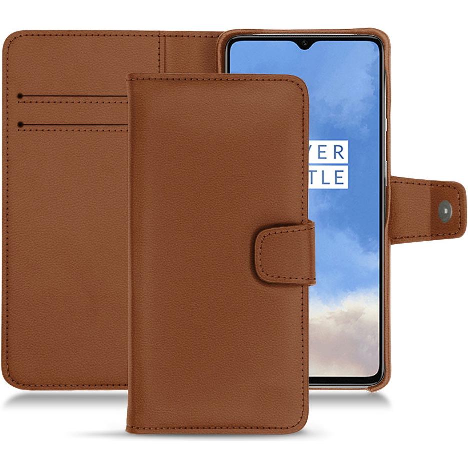 Noreve Lederschutzhülle Wallet (OnePlus 7T), Smartphone Hülle, Braun