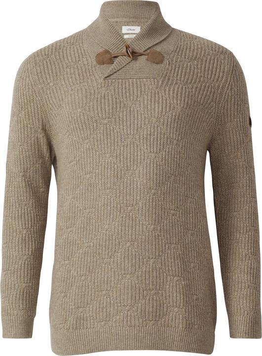 Produktbild s.Oliver Strickpullover Wollmix-Pullover mit Schalkragen und Struktur (3XL)