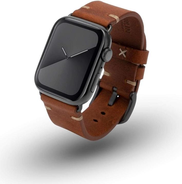JT Berlin Watchband Alex II Vintage | Apple Watch Ultra/42/44/45mm | brown - aluminium space grey | (20 mm, Leather)