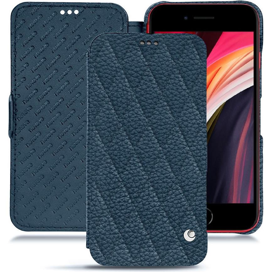 Noreve Lederschutzhülle horizontal (Apple iPhone SE (2nd Gen), Apple iPhone SE (3rd Gen)), Smartphone Hülle, Blau
