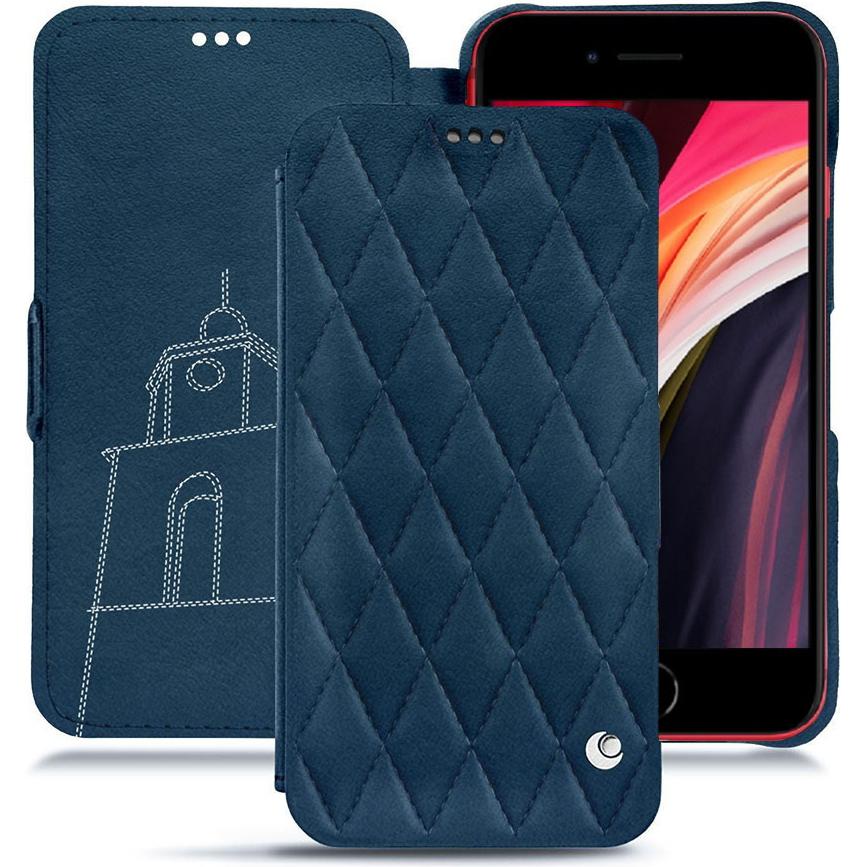 Noreve Lederschutzhülle horizontal (Apple iPhone SE (2nd Gen), Apple iPhone SE (3rd Gen)), Smartphone Hülle, Blau