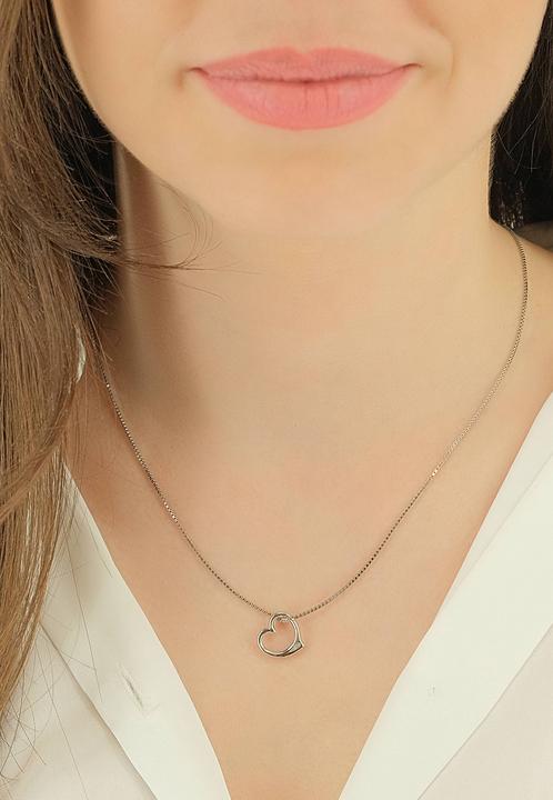 Actual product image Muau Pendant heart white gold 750 diamond 0.005ct. 12x12mm (White gold)