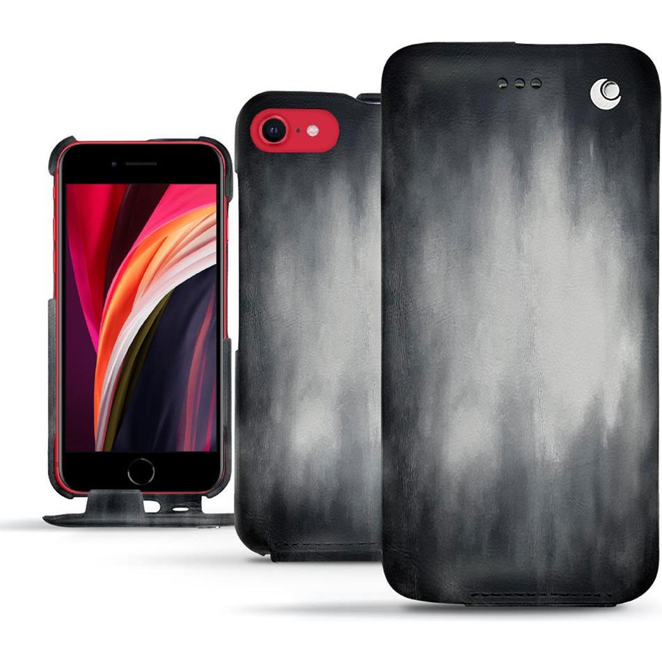 Noreve Lederschutzhülle vertikal (Apple iPhone SE (2nd Gen), Apple iPhone SE (3rd Gen)), Smartphone Hülle, Grau