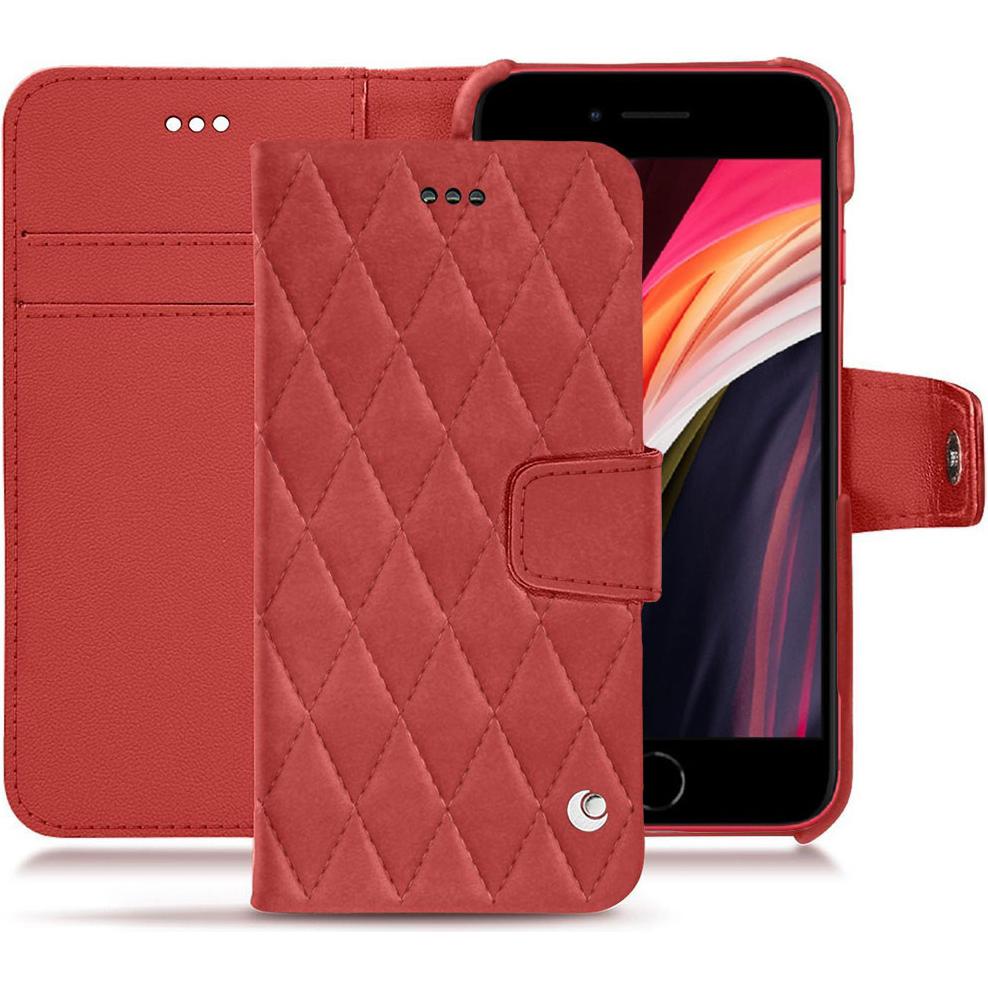 Noreve Lederschutzhülle Wallet (Apple iPhone SE (2nd Gen), Apple iPhone SE (3rd Gen)), Smartphone Hülle, Rot