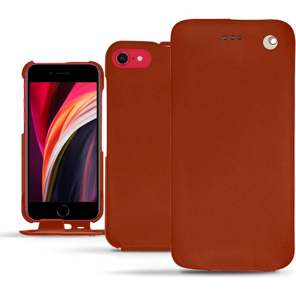 Noreve Lederschutzhülle vertikal (Apple iPhone SE (2nd Gen), Apple iPhone SE (3rd Gen)), Smartphone Hülle, Orange