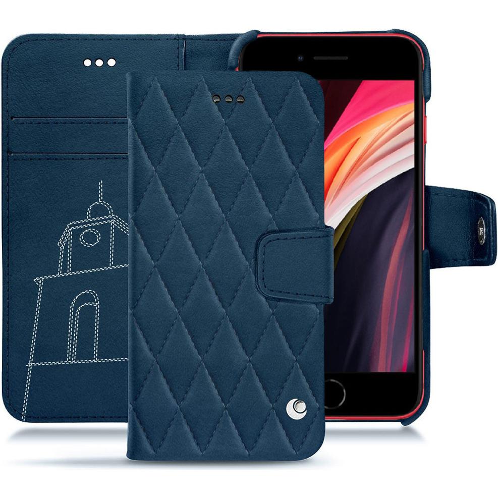 Noreve Lederschutzhülle Wallet (Apple iPhone SE (2nd Gen), Apple iPhone SE (3rd Gen)), Smartphone Hülle, Blau