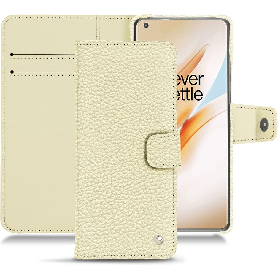 Noreve Lederschutzhülle Wallet (OnePlus 8 Pro), Smartphone Hülle, Weiss