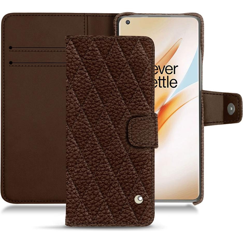 Noreve Lederschutzhülle Wallet (OnePlus 8 Pro), Smartphone Hülle, Braun