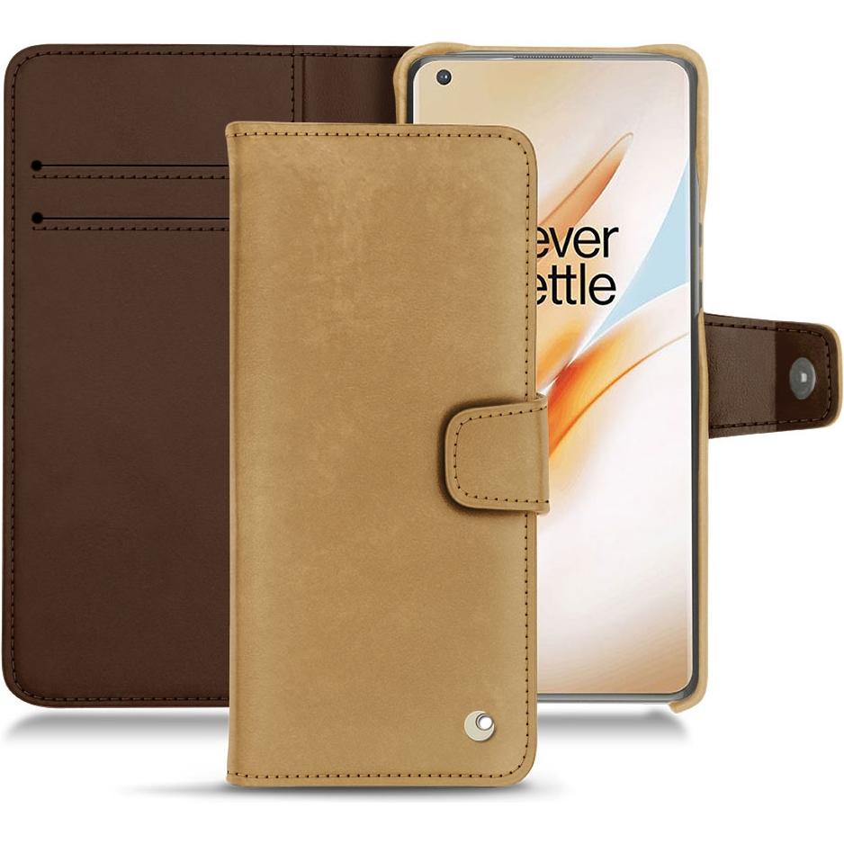 Noreve Lederschutzhülle Wallet (OnePlus 8 Pro), Smartphone Hülle, Braun