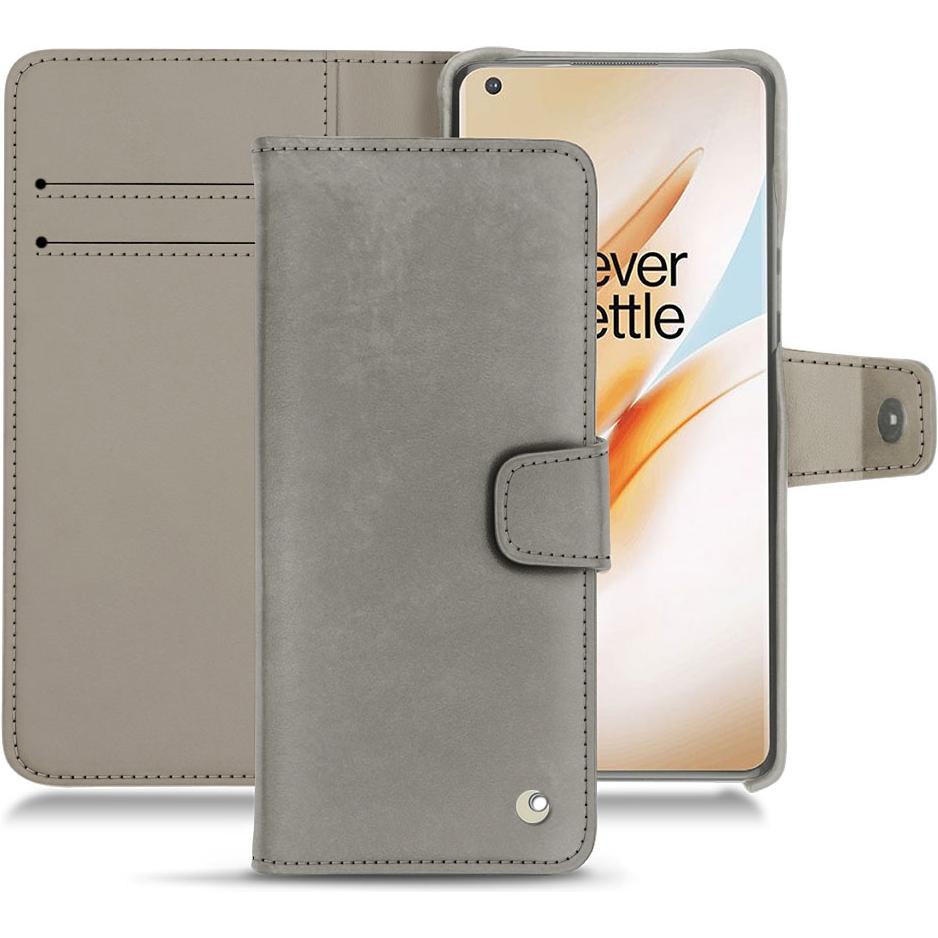Noreve Lederschutzhülle Wallet (OnePlus 8 Pro), Smartphone Hülle, Grau
